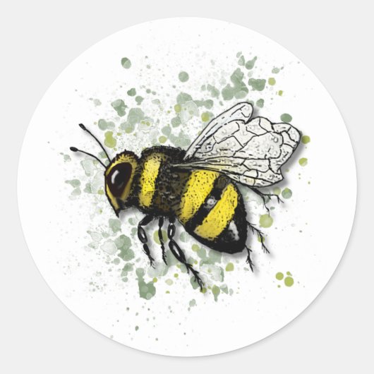 Big Beautiful Bumble BEE, Digital Drawing ラウンドシール (正面)