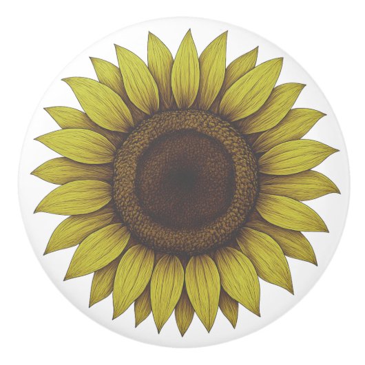Big Beautiful Earthy Sunflower Unisex セラミックノブ (正面)