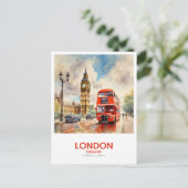 Big Benによるダブルデッカー運転 – 日付を保存 ポストカード (スタンド正面)