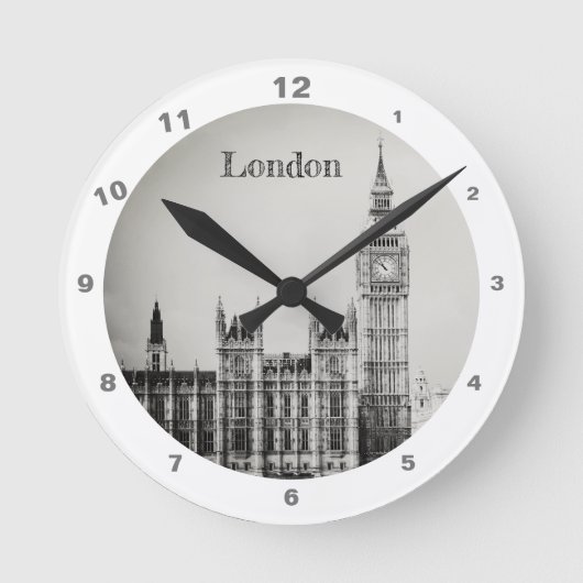 Big Ben Clock & London、ウェストミンスター/ヴィンテージ英国 ラウンド壁時計 (正面)