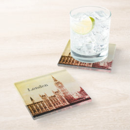 Big Ben Clock & London、Westminster/ヴィンテージUK ガラスコースター