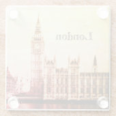 Big Ben Clock & London、Westminster/ヴィンテージUK ガラスコースター (裏面)