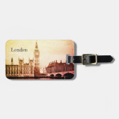 Big Ben Clock & London、Westminster/ヴィンテージUK L ラゲッジタグ (正面横)
