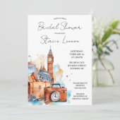 Big Ben, London, UK,旅行をテーマにしたブライダルシャワー 招待状 (スタンド正面)