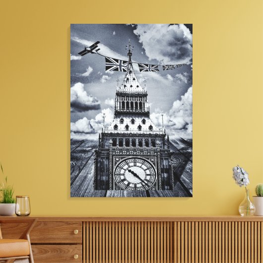 Big Ben Surreal British Art, London キャンバスプリント (インサイチュ (リビング))