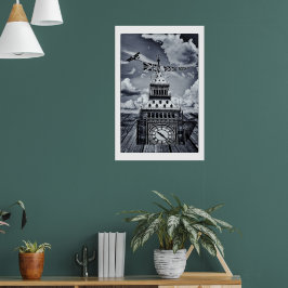 Big Ben Surreal British Art, London ポスター