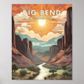 Big Bend National Park Poster Art Print, Retro Nat ポスター (正面)