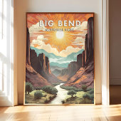 Big Bend National Park Poster Art Print, Retro Nat ポスター