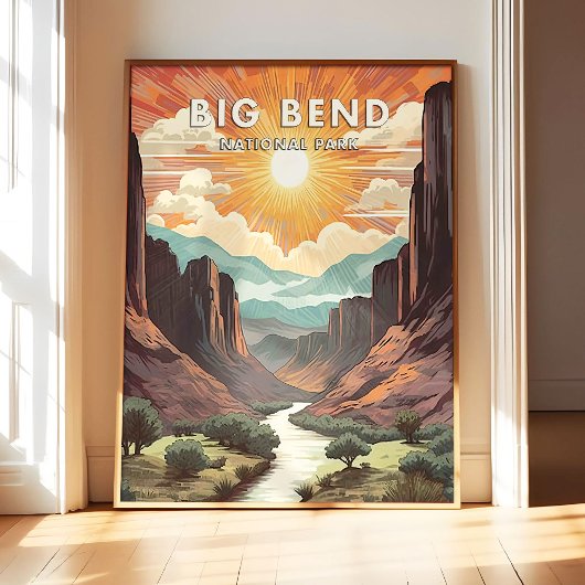 Big Bend National Park Poster Art Print, Retro Nat ポスター