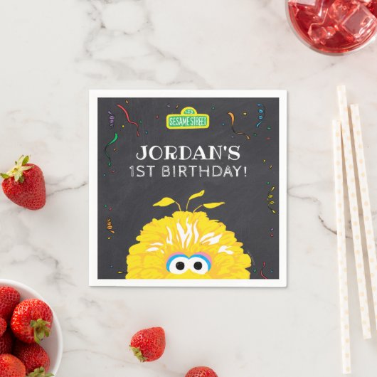 Big Bird Chalkboard Confetti Birthday スタンダードカクテルナプキン (インサイチュ)