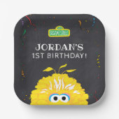 Big Bird Chalkboard Confetti Birthday ペーパープレート (正面)