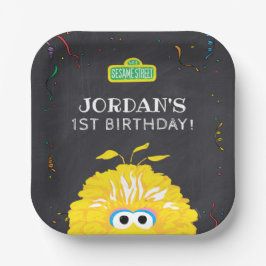 Big Bird Chalkboard Confetti Birthday ペーパープレート