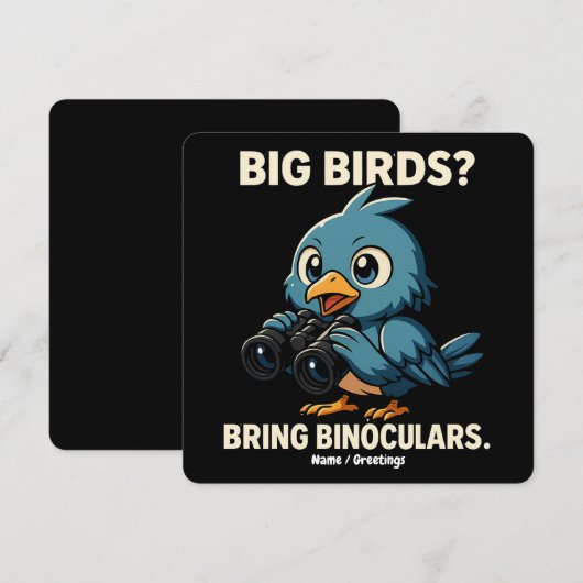 Big Birds? Bring Binoculars Funny Birdwatching 招待状 (正面/裏面)