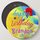 Big Birthday Birds Button 缶バッジ (正面&裏面)