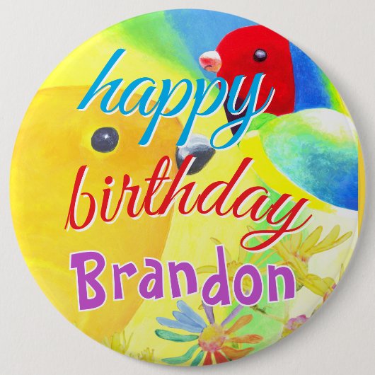 Big Birthday Birds Button 缶バッジ (正面)