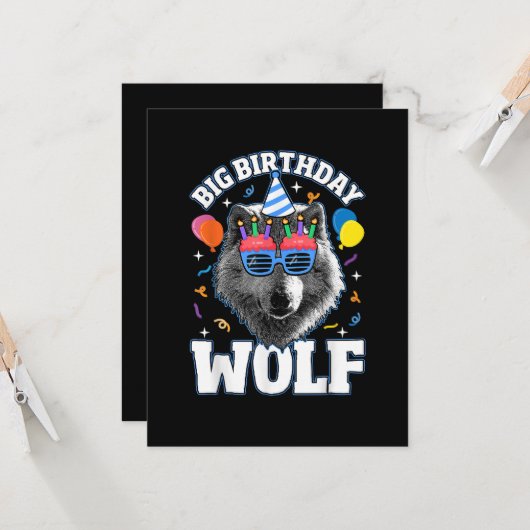 Big Birthday Wolf for Wolves カード (正面/裏面インサイチュ)