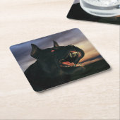 Big, black dog スクエアペーパーコースター (アングル)