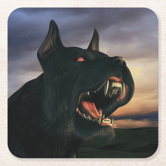 Big, black dog スクエアペーパーコースター (正面)