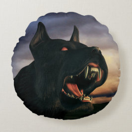 Big, black dog ラウンドクッション