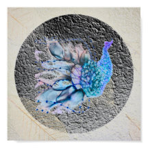 "Big Blue Bird" 8" x 8"フレームとマット付き