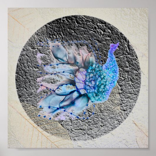 "Big Blue Bird" 8" x 8"フレームとマット付き ポスター (正面)