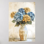 Big Blue Hydrangea Flowers ポスター (正面)