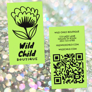 BIG BOLD BLOOM ラスティックミニマルフラワーQRコード 名刺