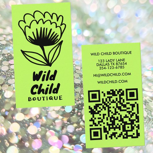 BIG BOLD BLOOM ラスティックミニマルフラワーQRコード 名刺