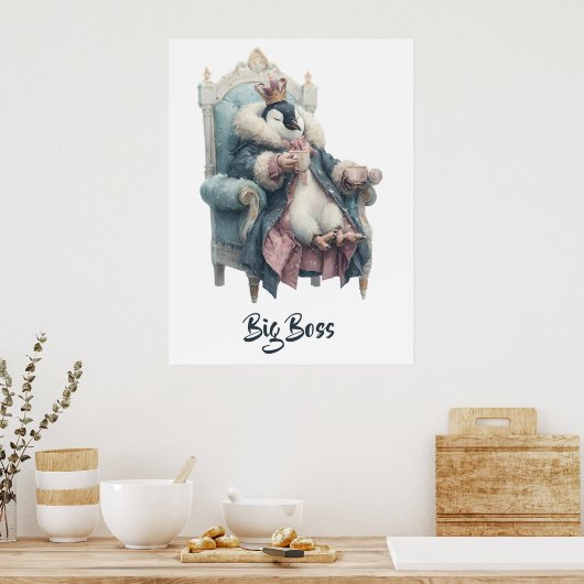 Big Boss Winter Penguin Design ポスター (キッチン)