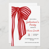 big bow coquette galentines girls night party 招待状 (正面/裏面)