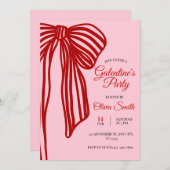 big bow coquette galentines girls night party 招待状 (正面/裏面)