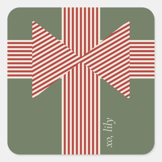 Big Bow of Striped Ribbon スクエアシール (正面)