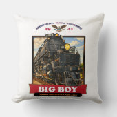 Big Boy 4014 Steam Locomotive Retro Illustration クッション (正面)
