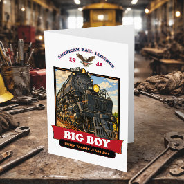 Big Boy 4014 Steam Locomotive Retro Illustration サンキューカード