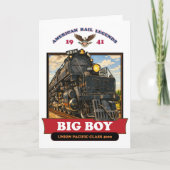 Big Boy 4014 Steam Locomotive Retro Illustration サンキューカード (正面)