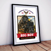 Big Boy 4014 Steam Locomotive Retro Illustration ポスター