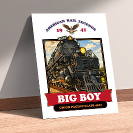 Big Boy 4014 Steam Locomotive Retro Illustration ポスター