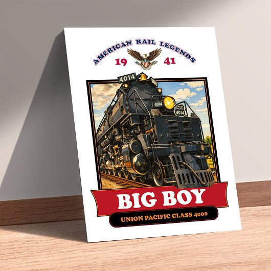 Big Boy 4014 Steam Locomotive Retro Illustration ポスター