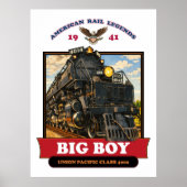 Big Boy 4014 Steam Locomotive Retro Illustration ポスター (正面)
