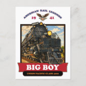 Big Boy 4014 Steam Locomotive Retro Illustration ポストカード (正面)