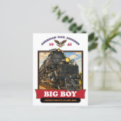 Big Boy 4014 Steam Locomotive Retro Illustration ポストカード (スタンド正面)