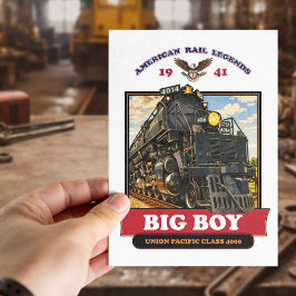 Big Boy 4014 Steam Locomotive Retro Illustration ポストカード