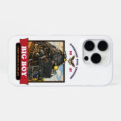 Big Boy 4014 Steam Locomotive Retro Illustration iPhoneケース (裏面横)