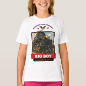 Big Boy 4014 Steam Locomotive Retro Illustration Tシャツ (正面)
