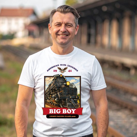 Big Boy 4014 Steam Locomotive Retro Illustration Tシャツ