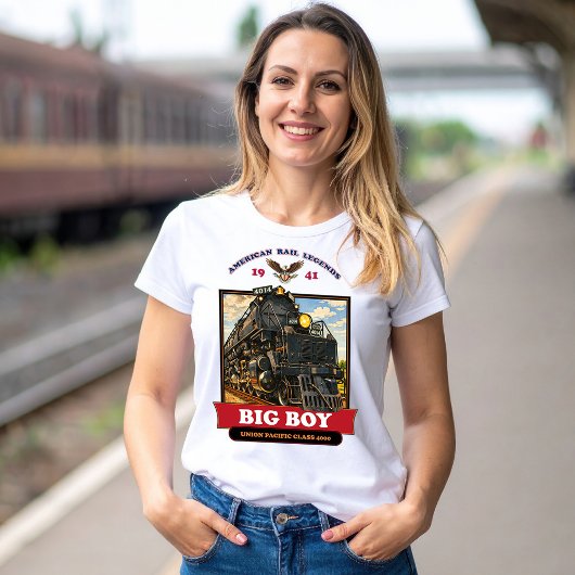 Big Boy 4014 Steam Locomotive Retro Illustration Tシャツ