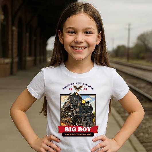 Big Boy 4014 Steam Locomotive Retro Illustration Tシャツ
