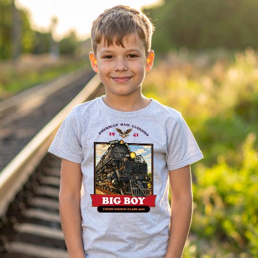 Big Boy 4014 Steam Locomotive Retro Illustration Tシャツ