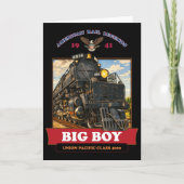 Big Boy 4014 Steam Locomotive Vintage Illustration サンキューカード (正面)