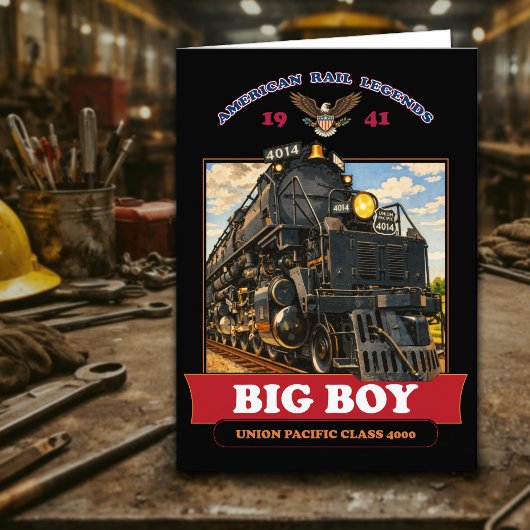 Big Boy 4014 Steam Locomotive Vintage Illustration サンキューカード
